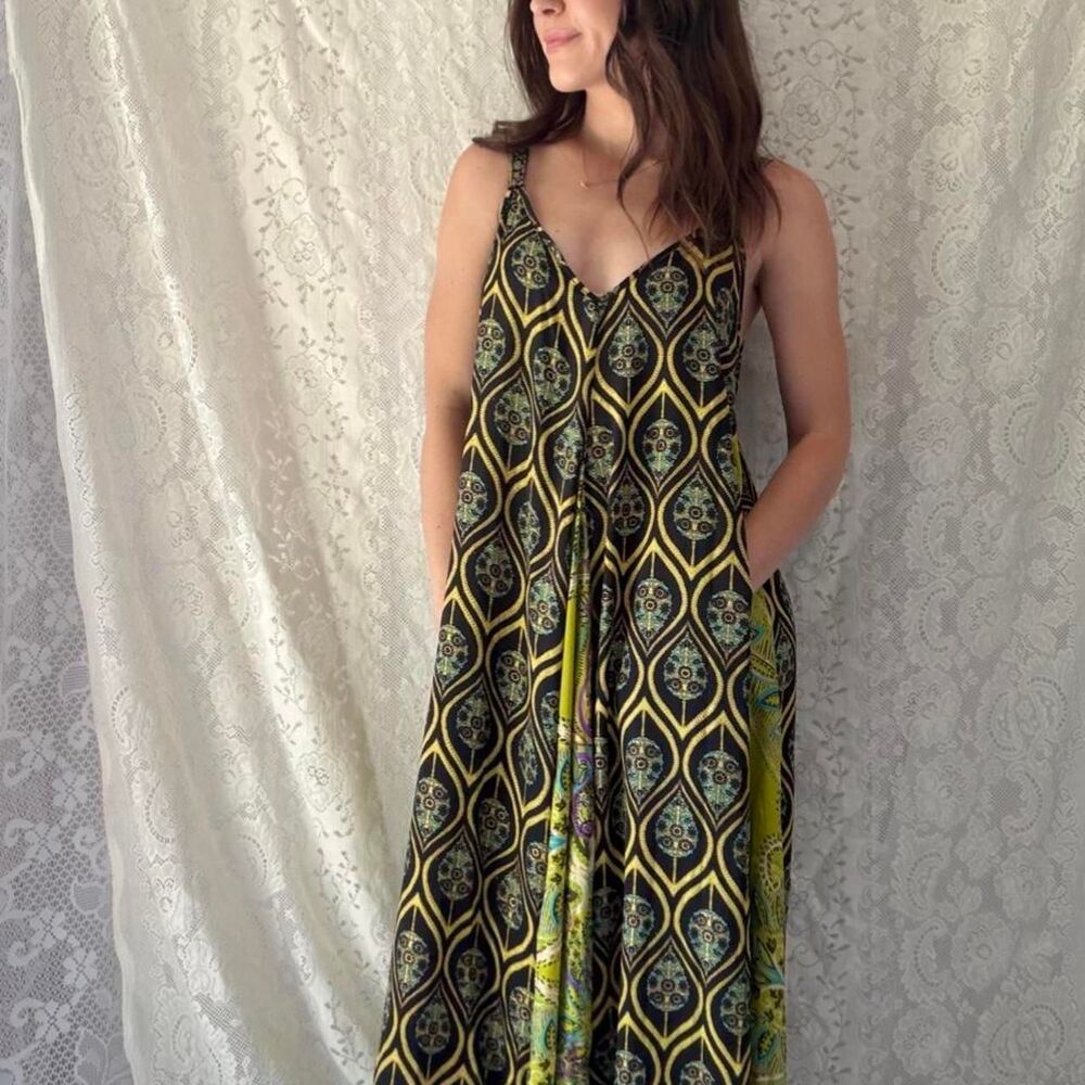 Zenobia Italia Design Boho Paisley Patchwork Maxi Dress Size 1